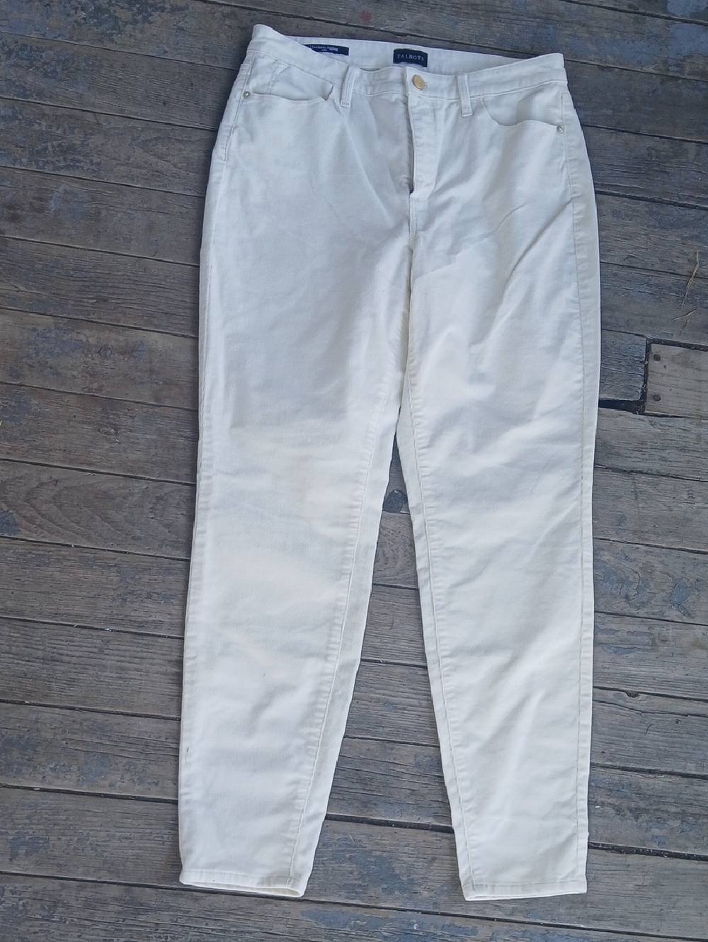 EUC Talbots Cream High-Rise Curvy Skinny Corduroy Jeggings Size 8